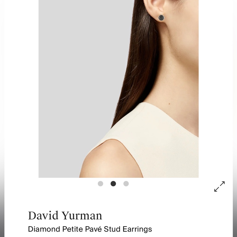 ✅ AUTH David Yurman BLACK DIAMOND Sterling Silver & white gold earrings w/bag - Picture 4 of 7